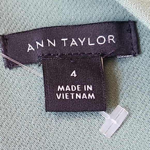 ANN TAYLOR Sage Green Sleeveless Knee-length Cascade Midi Dress - Size 4 - Picture 12 of 13